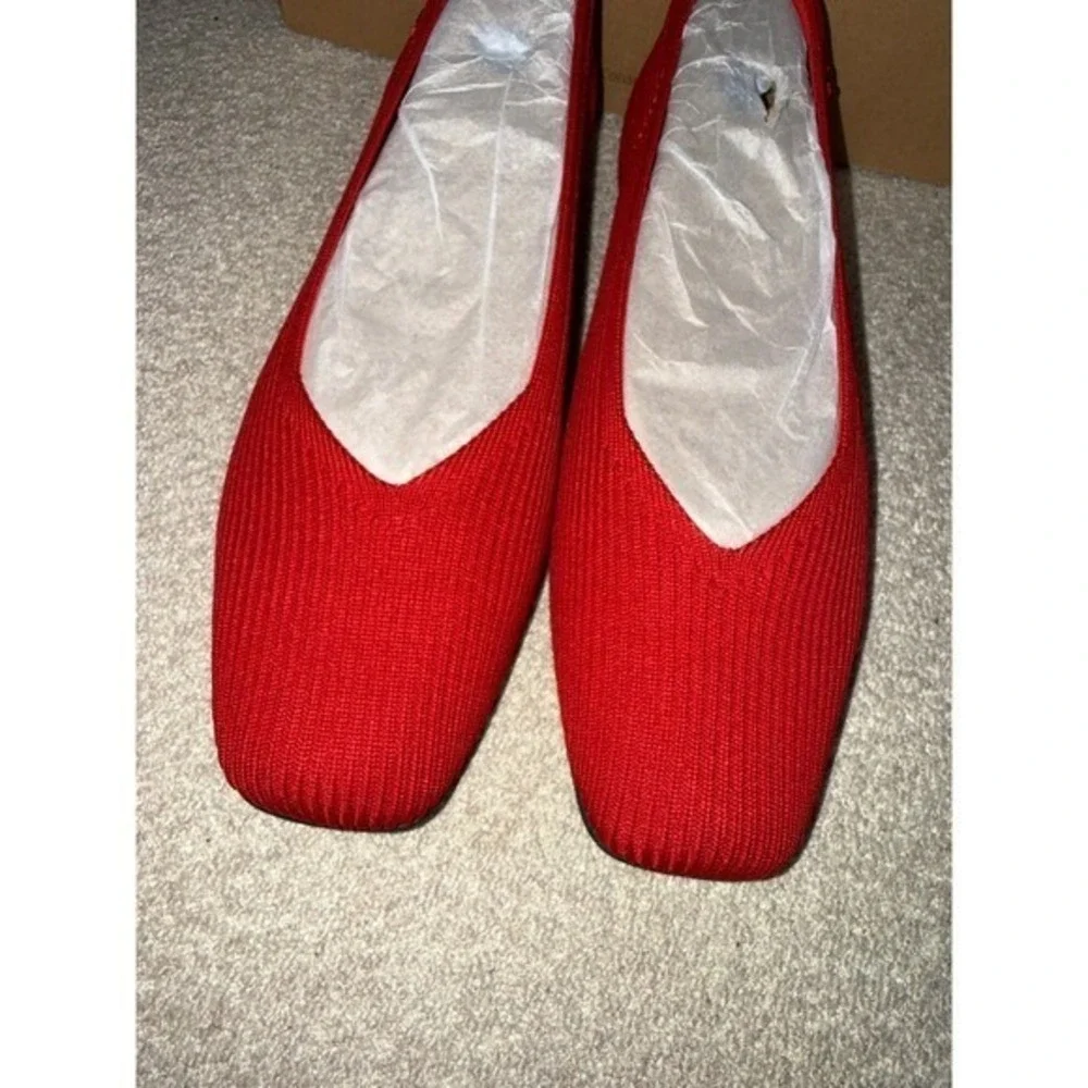 VIVAIA Lightweight Square-Toe V-Cut Flats Margot Walker RED EU/39.5 US/8.5